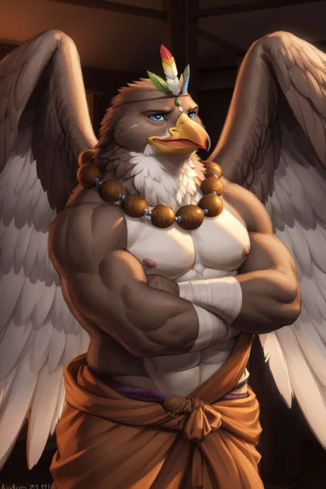 ultra-detailed, masterpiece, masterwork, high quality, best quality, hdr, (nature, japanese style), nsfw, male, solo, avian, (nude), (white little body avian), (long silver hair, beak, detailed yellow eyes, tsurime), horn, hip focus, lower angle, dynamic angle, (micropenis, foreskin, perfect balls), Hands and wings in one piece.