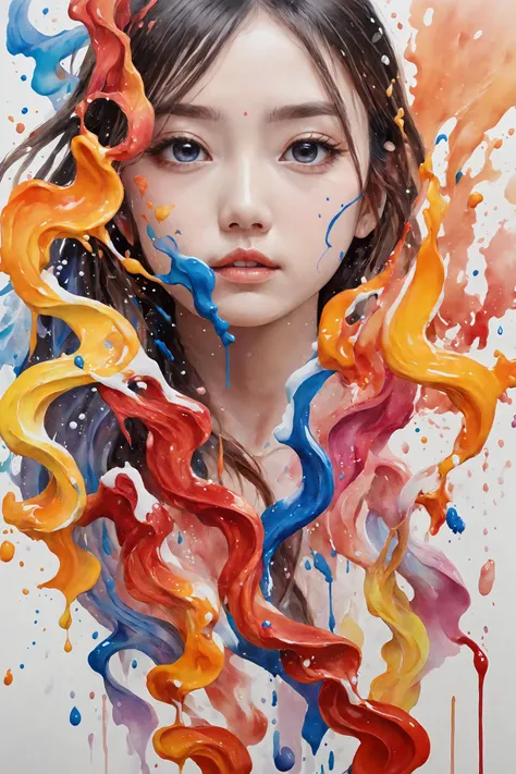 Colorful, multiple colors, intricate detail, splash screen, photorealistic, intricately detailed fluid gouache painting, calligraphy, acrylic, watercolor art,
masterpiece, best quality, 1girl,  <lora:kwFemale_Beta40-SDXL_v1:1>, chinese