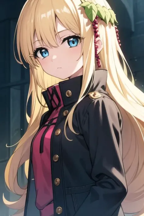 masterpiece, best quality, high quality, 1girl, solo, looking at viewer, upper body, <lora:scheherazade_magi:0.54>, scheherazade_magi, blonde hair, 1girl, long hair, blue eyes, gakuran