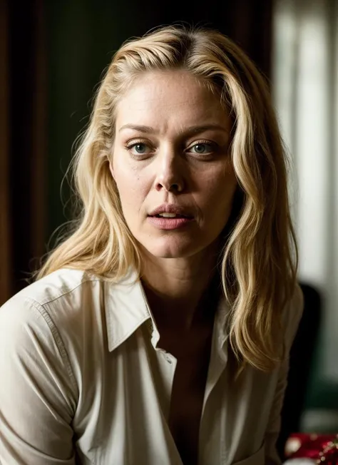 RAW photo of alainahuffman-ti, natural lighting, 8k uhd, dslr, high quality, film grain, Fujifilm XT3, <lora:add_detail:0.7>, by Peter Lindbergh, christmas theme