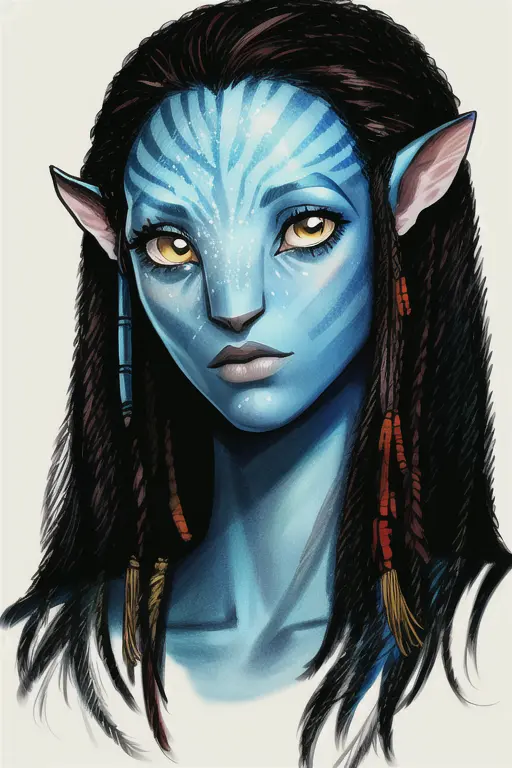 monocolored, (sketch), (line-art), masterpiece, best quality, Neytiriblueskinbabe, 1girl, portrait, by Jim Lee, by yoji shinkawa