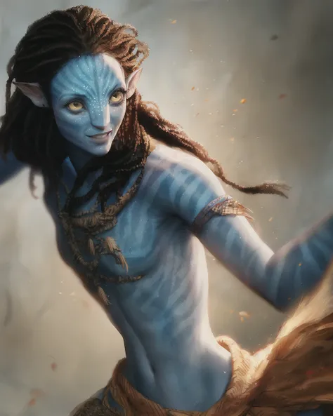 masterpiece, highest quality, high quality, highres,
1girl, Neytiriblueskinbabe, fighting stance, looking at viewer, smiling, midriff, stomach, toned, braided hair,
by Jeremy Lipking, by Antonio J. Manzanedo, by (Alphonse Mucha:0.8) digital painting,