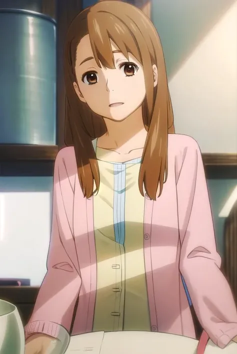toukoyadomi, <lora:touko yadomi s1-lora-nochekaiser:1>,
touko yadomi, long hair, brown hair, (brown eyes:1.7), hair over shoulder, hair clip, smile,
BREAK shirt, yellow shirt, collarbone, long sleeve, cardigan, (pink cardigan:1.5),
BREAK indoors,
BREAK looking at viewer, (cowboy shot:1.5),
BREAK <lyco:GoodHands-beta2:1>, (masterpiece:1.2), best quality, high resolution, unity 8k wallpaper, (illustration:0.8), (beautiful detailed eyes:1.6), extremely detailed face, perfect lighting, extremely detailed CG, (perfect hands, perfect anatomy),