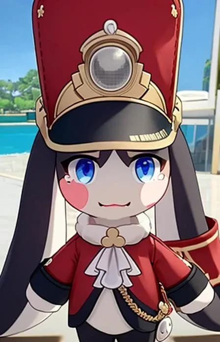 <lora:pompom-10:1>, solo,blue eyes, hat, looking at viewer, blush stickers, rabbit ears,shako cap, beautiful scenery, crying, tears
