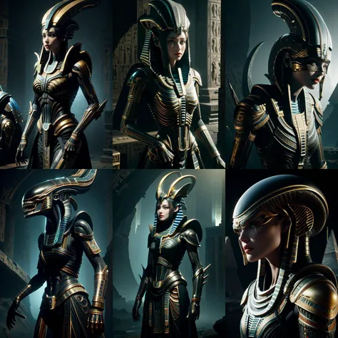 (otherworldly, otherworldly atmosphere, otherworldly appearance), highly insanely detailed, masterpiece, top quality, best quality, highres, 4k, 8k, RAW photo, ((ancient egyptian theme:1.2)),
<lora:XenomorphDNA:0.8>,
xenomorphdna 1girl,
armored dress, armored skin, alien, (fantasy world)