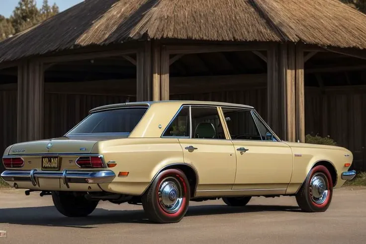 (photorealistic, high resolution, uhd, 8k, masterpiece), 1968 Toyota Crown Station wagon, rear side view