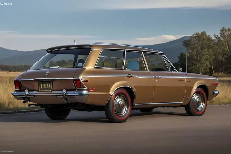 (photorealistic, high resolution, uhd, 8k, masterpiece), 1968 Toyota Crown Station wagon, rear side view