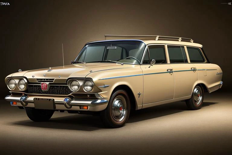 (photorealistic, high resolution, uhd, 8k, masterpiece), 1961 Toyota Crown Station wagon