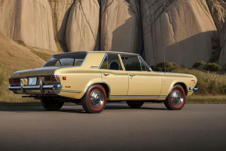 (photorealistic, high resolution, uhd, 8k, masterpiece), 1968 Toyota Crown Station wagon, rear side view