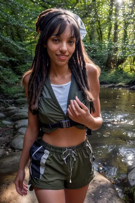 DEN_vyni_SG,
(walking by a river in a rich atmospheric (woodland forest:1.2) wearing (hiking gear:1.3), (god rays:1.3), (atmospheric:1.1), scenic:1.2),
bokeh, f1.4, 40mm, photorealistic, raw, 8k, textured skin, skin pores, intricate details <lora:epi_noiseoffset2:1>, epiCRealism <lora:ClothingAdjuster3:-1>