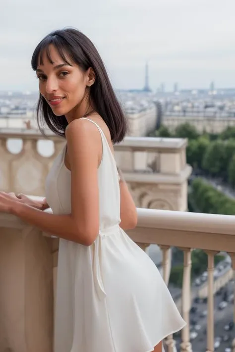 DEN_vyni_SG,
(standing on a balcony wearing an (elegant outfit:1.3), Paris scene, Eifel tower, balcony railing, balcony, City scape, scenic:1.2),
bokeh, f1.4, 40mm, photorealistic, raw, 8k, textured skin, skin pores, intricate details  <lora:epi_noiseoffset2:1>, epiCRealism <lora:ClothingAdjuster3:-1>