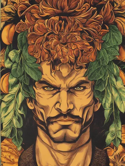 portrait of a very handsome man made of fruit by guiseppe arcimboldo and greg rutkowski, donato giancola, joseph christian leyendecker, wlop, boris vallejo, breathtaking, 8 k resolution, extremely detailed, beautiful, establishing shot, artistic, hyperrealistic, beautiful face, octane render, cinematic lighting, dramatic lighting, masterpiece by vector-art