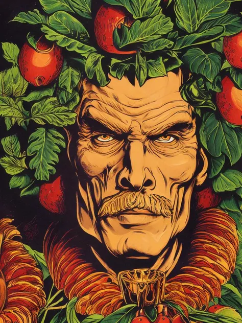 portrait of a very handsome man made of fruit by guiseppe arcimboldo and greg rutkowski, donato giancola, joseph christian leyendecker, wlop, boris vallejo, breathtaking, 8 k resolution, extremely detailed, beautiful, establishing shot, artistic, hyperrealistic, beautiful face, octane render, cinematic lighting, dramatic lighting, masterpiece by vector-art