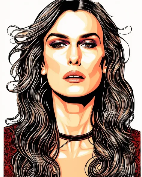 hyperrealistic, beautiful face of keira knightley, cinematic lighting, dramatic lighting, illustration by vector_art, oil painting, acrylic painting, CGSociety, ArtStation, (Hyperrealism), (Photorealism), fantasy art by Greg Rutkowski and frank frazetta, artstation, painting with Vivid color, high contrast, hyper realism, intricate detailed photorealistic portrait photograph, white background, ((detailed line art)), hand drawn digital painting, ((hard brush))