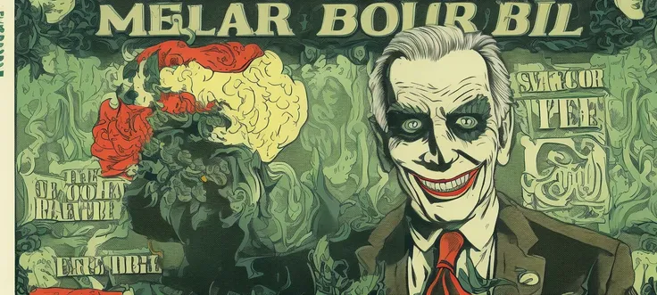 ((dollar bill greenback design)),   Joe Biden  dressed as  joker