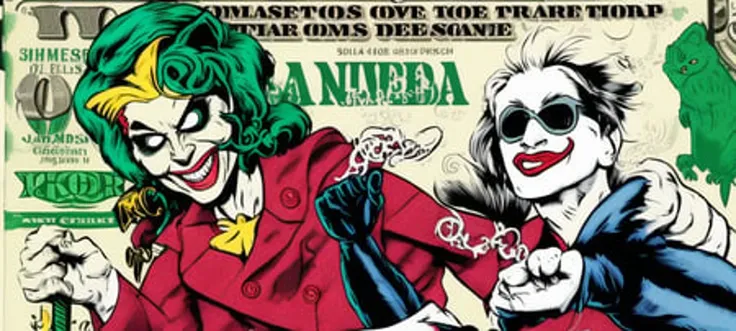 ((dollar bill greenback design)),   (Joe Biden  dressed as  joker), (Janet Yellen dressed as catwoman)