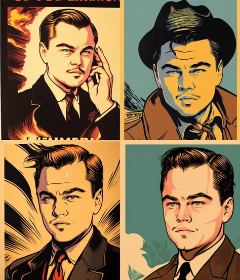 Leonardo DiCaprio portrait 1950 poster style