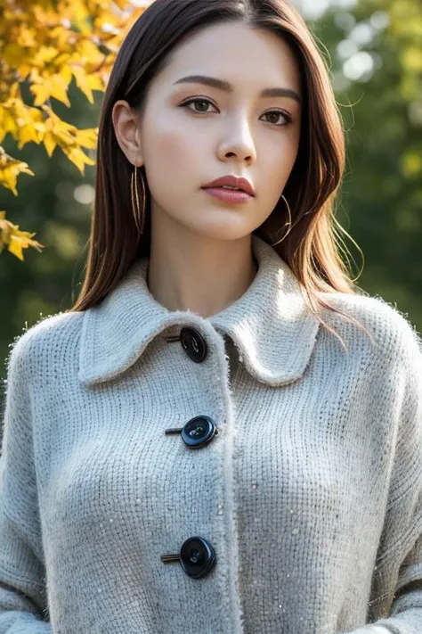 1girl,(wearing a blouse and coat:1.2),(RAW photo, best quality), (realistic, photo-realistic:1.4), masterpiece, an extremely delicate and beautiful, extremely detailed, 2k wallpaper, Amazing, finely detail, extremely detailed CG unity 8k wallpaper, ultra-detailed, highres, soft light, beautiful detailed girl, extremely detailed eyes and face, beautiful detailed nose, beautiful detailed eyes,cinematic lighting,in a park,autumn scenery,perfect anatomy,slender body <lora:yasudarei_lora:0.7>