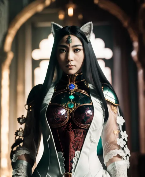 by mooncryptowow, raw candid cinema photography portrait, a cat woman , (photo in Haunted mansion interior:1.2) Middle Eastern Hessonite (Gomed) Argon Cyberpunk doll, by Makoto Shinkai, ultra realistic textured skin, skin pores, hard focus, film grain, photographed with a Sony a7 III Mirrorless Camera, by photographer (light gray:1.2) <lora:mooncryptowows_v10:0.3>