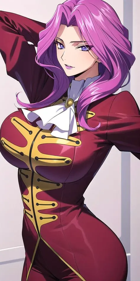<lora:cornelia_li_britanniaV3:0.7> cornelia_li_britannia, huge breasts, solo, standing, cornelia_military_uniform,, masterpiece, best quality, detailed face, detailed eyes, highres,