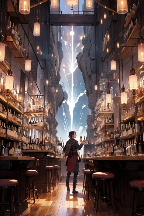 masterpiece, best quality, bar, wine, long view, fantasy, sky <lora:bar1:0.6>