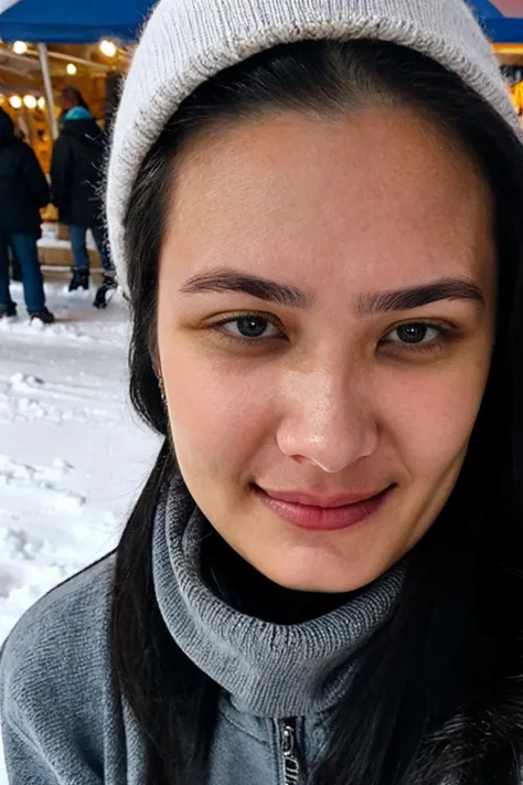 close up shot, <lora:dahsrmanda:1>, realistic photo of dahsrmanda, a woman, wearing a large coat, wearing a turtleneck sweater, wearing a scarf, wearing a beenie, wearing ski pants, wearing ski boots, within Civitai TOS rules, within Civitai TOS guidelines, content that will not be deleted for breaking Civitai TOS, nothing sus, super G rated