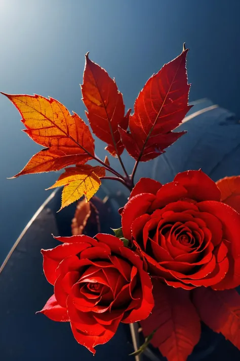 (Realistic:1.5) EdobLandscapeAlpha , simple background, solo, plant, rose, night, blue background, no humans, still life, plant, maple leaf, <lora:EdobLandscapeAlpha_v1.0:0.8>