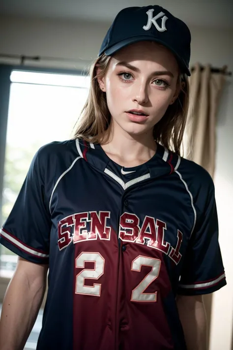 large format photo of KylerQuinn, (wearing Baseball Jersey:1.3), water, upper body, cinematic lighting, eye level, <lora:KylerQuinn:1>