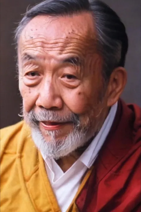 best quality, masterpiece, Asian men,mole, solo, lips, grey_background, mole_under_eye, realistic, upper_body, looking_at_viewer, black_hair, brown_eyes, sweater, forehead,Rough skin,nose, turtleneck, old man, 70 yeas old, <lora:limingyang:0.8>