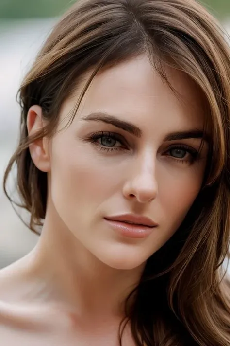 (closeup:1) photo of (CR-ElizabethHurl3y-frankyfrank2k:0.9) as a (young:1.0) woman, (oiled shiny skin:1.0), slick undercut hair,
(8k uhd:1.0), (best quality:1.0), (masterpiece:1.0), (sharp focus:1.0), grey background,