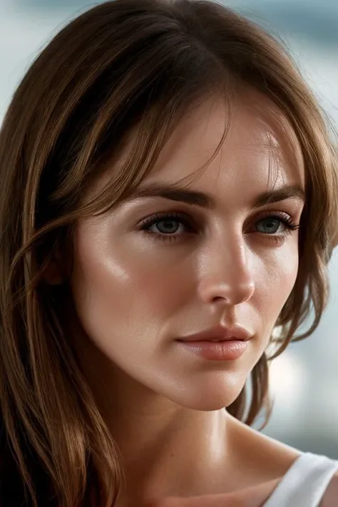 face (closeup:1) photo of (CR-ElizabethHurl3y-frankyfrank2k:0.9) as a (young:1.0) woman, (oiled shiny skin:1.0), undercut hair,
(8k uhd:1.0), (best quality:1.0), (masterpiece:1.0), (sharp focus:1.0), grey background,