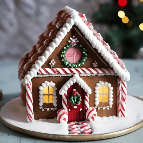 <lora:gingerbreadhouse:0.6>, Gingerbread_House, candy canes, cookies, food focus, castle, christmas || masterpiece, 8k, high resolution, shallow depth of field, sharp focus
