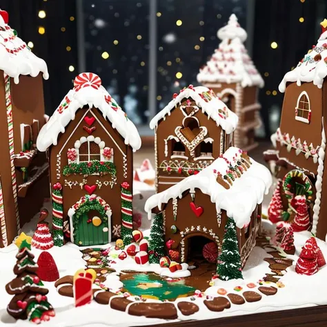 ((masterpiece,best quality)), absurdres <lora:Gingerbread_House:0.7>, Gingerbread_House, gingerbread house, food, food focus, cookies, candy canes,
Christmas, <lora:EdobSyFyHorrorFairyTale_v1.0:0.5>, EdobFairyTaleLandscape,
chocolate river,
heart, fruit, , snow, cake, chocolate, strawberry, windmill,