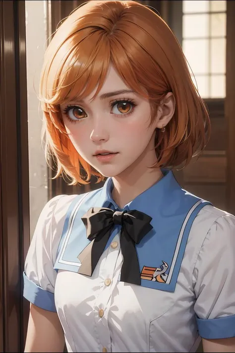 (masterpiece, best quality), 1girl, <lora:corda_kanade_v1.0b:0.8> corda kanade, school uniform, bowtie