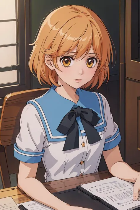 (masterpiece, best quality), 1girl, <lora:corda_kanade_v1.0b:0.8> corda kanade, school uniform, bowtie