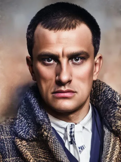 (Mayakovsky_Nero:1.3), European man, Mayakovsky_Nero in plaid jacket, 24mm, 4k, (detailed skin:1.2), (pores:1.2), Beautiful eyes, round pupils <lora:Mayakovsky_V1-10:0.85> <lora:add_detail:1>