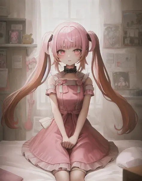 masterpiece, best quality,  (aimyon) <lora:Aimyon_style:0.8>,  (pink hair), (twintails), (long twintails), (pink twintails)