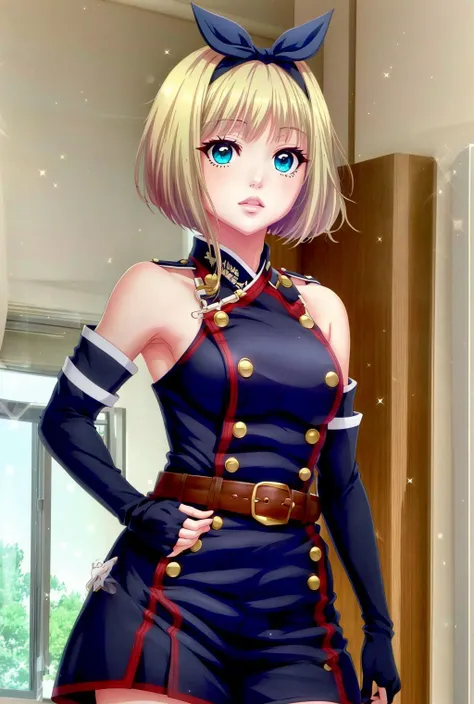 ShushuSuruga,bob cut,black hairband,blonde hair,big breasts,green eyes <lora:ШÑÑÑ Ð¡ÑÑÑга Ñаб ÑÐ¿ÐµÑ Ð¾ÑÑадÑ(ShushuSuruga,bob cut,black hairband,blonde hair,big breasts,green eyes(military uniform,bare shoulders,elbow gloves,belt,black shorts,knee boots):1>,military uniform,bare shoulders,elbow gloves,belt,black shorts,knee boots, <lora:СÑÐ¸Ð»Ñ Ð¼Ð¸Ð»Ñй аниме Iselestia:0.5>, anime style, anime colors,detailed anime,animeHD, anime eyes, bigger eyes, high quality anime, large anime pupils, 1girl (in full growth), best quality, masterpiece, ultra-detailed, high quality,perfect anatomy, (perfect full body), (detailed full body), good eyes, perfect face, pretty face,(beautiful and aesthetic:1.2),beautiful eyes, anime eyes, detailed eyes,Exquisite visuals, high-definition