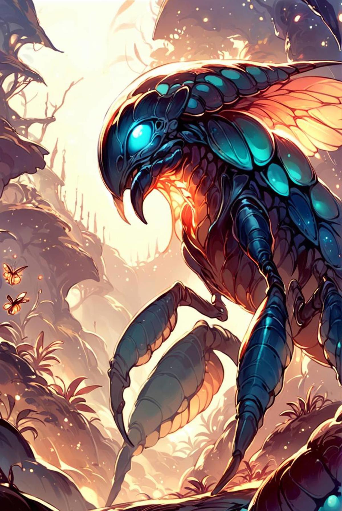 A close up of a giant insect with a large body and wings - SeaArt AI