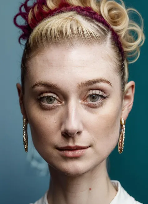 portrait of ((sks woman)) by Flora Borsi, style by Flora Borsi, bold, bright colours, Mohawk haircut, ((Flora Borsi))  <lora:locon_elizabethdebicki_v1_from_v1_64_32:1.25> by Tim Walker