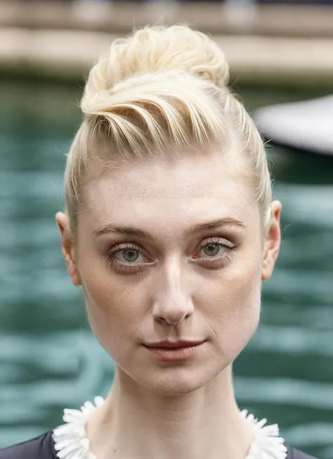 portrait of ((sks woman)) by Flora Borsi in venice, at the river, style by Flora Borsi, bold, bright colours, Mohawk haircut, ((Flora Borsi)) <lora:locon_elizabethdebicki_v1_from_v1_64_32:1.25> by William Eggleston