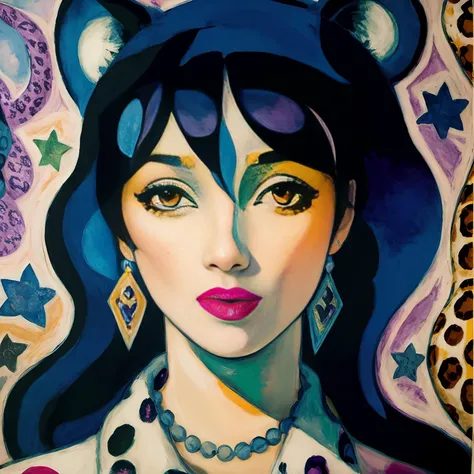 Chagall, portrait, leopard
