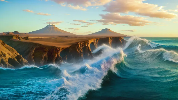 Psychedelic style a beach with waves crashing on the shore, drone photography, Mexican desert, unsplashed photo contest winner, anamorphic widescreen, by Kevin Connor, Iceland, soft focus HDR 8 k, inspired by Hugo Sánchez Bonilla, inspired by Fitz Hugh Lane, . Vibrant colors, swirling patterns, abstract forms, surreal, trippy