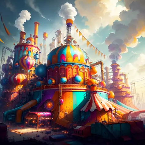 <lora:CircusPunkAIv2-000010:0.9>
CircusPunkAI colorful factory
, detailed, intricate