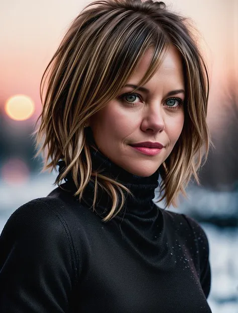 beautiful woman (m3gry4n:.99), beautiful hair, winter Paris, elegant, snowing, natural skin texture, (fashionable fur coat), (((black turtleneck))), sunset, cute smile, 24mm, 4k textures, soft cinematic light, adobe lightroom, photolab, hdr, intricate, elegant, highly detailed, sharp focus, ((((cinematic look)))), soothing tones, insane details, intricate details, hyperdetailed, low contrast, soft cinematic light, exposure blend, hdr, faded, <lora:more_details:.6>, <lora:wowifierV3:.6>
