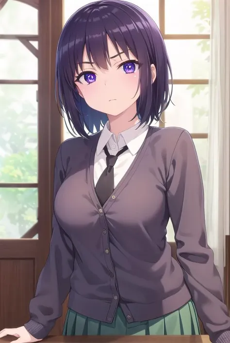 yozoramikazuki, <lora:yozora mikazuki s2-lora-nochekaiser:1>,
yozora mikazuki, short hair, black hair, (purple eyes:1.1), angry, frown,
BREAK shirt, school uniform, necktie, cardigan, black necktie, skirt, green skirt, pleated skirt,
BREAK indoors, classroom,
BREAK looking at viewer, (cowboy shot:1.5),
BREAK <lyco:GoodHands-beta2:1>, (masterpiece:1.2), best quality, high resolution, unity 8k wallpaper, (illustration:0.8), (beautiful detailed eyes:1.6), extremely detailed face, perfect lighting, extremely detailed CG, (perfect hands, perfect anatomy),