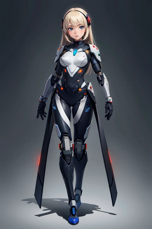 masterpiece, ultra quality,( 1girl ),(full body),(wearing beautiful cybernetic suit),