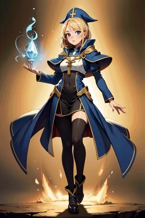 masterpiece, ultra quality,( 1girl ),(full body),(wearing beautiful magic priest suit),