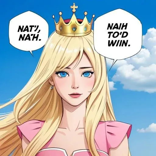 nahidwin, speech bubble, english text,
close-up, MPPeach, long hair, blonde hair, blue eyes, pink dress, crown,
insanely good quality, comic splash,