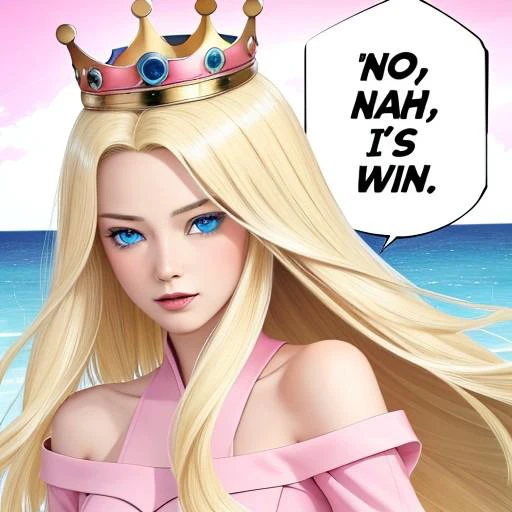 nahidwin, speech bubble, english text,
close-up, MPPeach, long hair, blonde hair, blue eyes, pink dress, crown,
insanely good quality, comic splash,